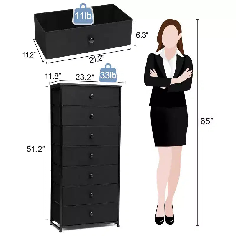 Commode de chambre à 7 tiroirs - Tour de rangement organisatrice