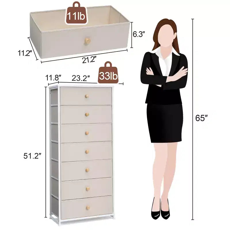 Commode de chambre à 7 tiroirs - Tour de rangement organisatrice