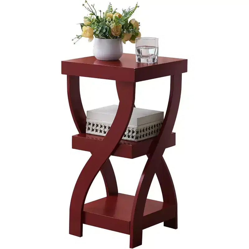 Table de chevet en bois à 3 niveaux avec étagères - Table de nuit carrée pour chambre à coucher