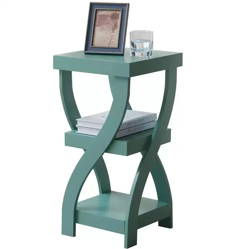 Table de chevet en bois à 3 niveaux avec étagères - Table de nuit carrée pour chambre à coucher