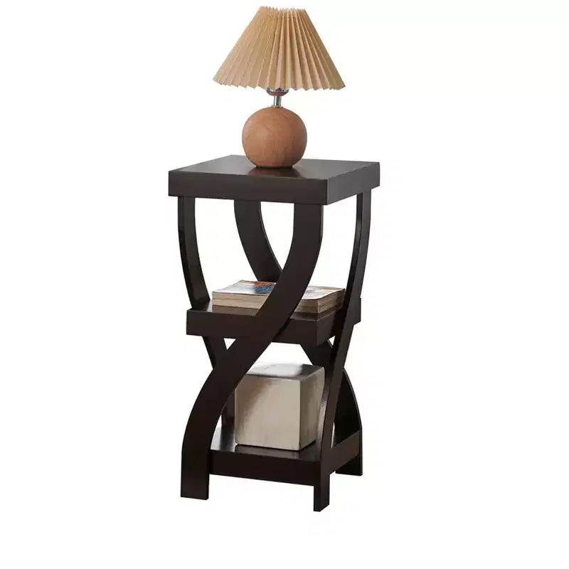 Table de chevet en bois à 3 niveaux avec étagères - Table de nuit carrée pour chambre à coucher