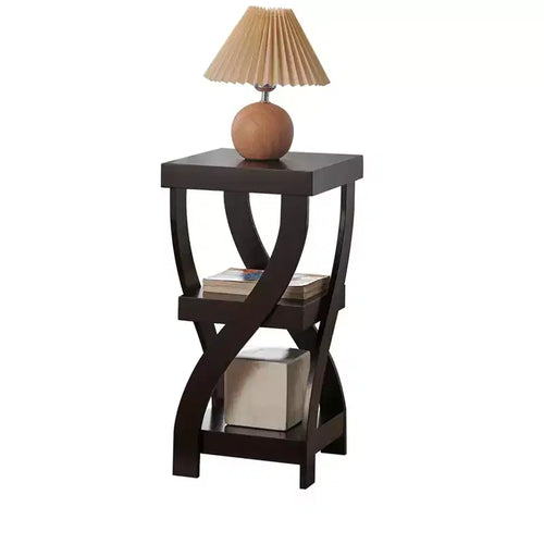 Table de chevet en bois à 3 niveaux avec étagères - Table de nuit carrée pour chambre à coucher