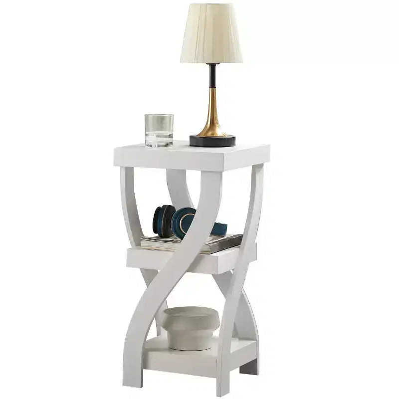 Table de chevet en bois à 3 niveaux avec étagères - Table de nuit carrée pour chambre à coucher