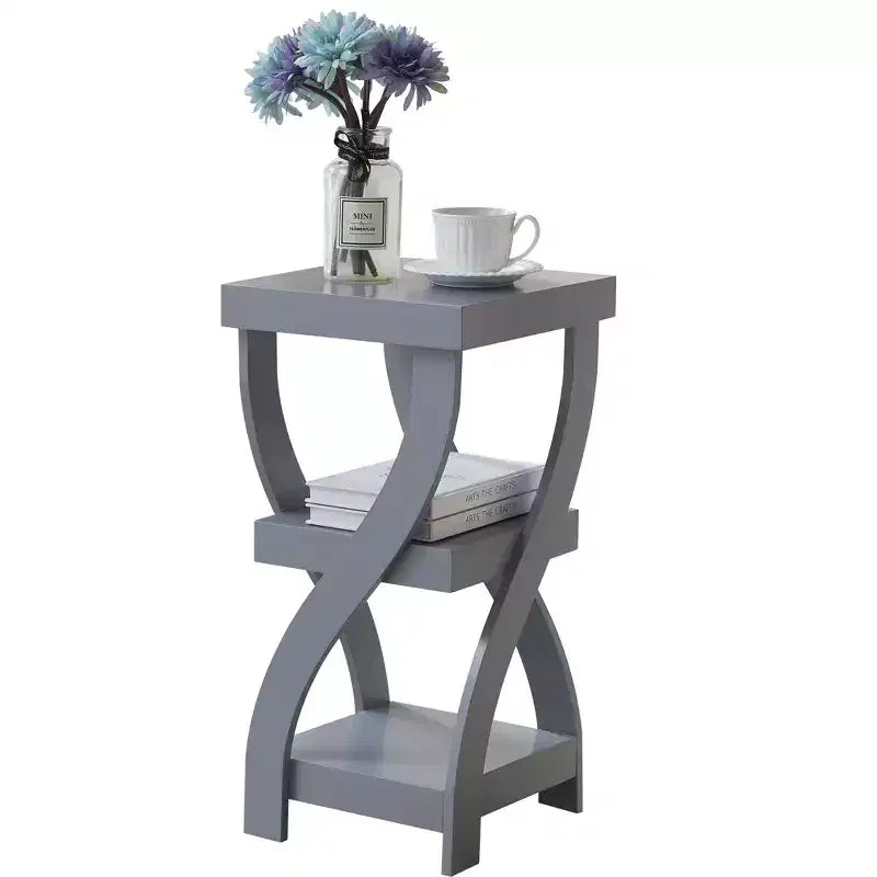 Table de chevet en bois à 3 niveaux avec étagères - Table de nuit carrée pour chambre à coucher