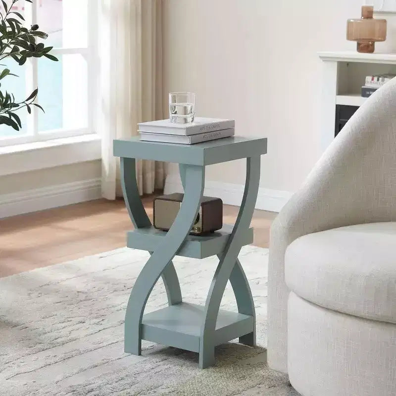 Table de chevet en bois à 3 niveaux avec étagères - Table de nuit carrée pour chambre à coucher