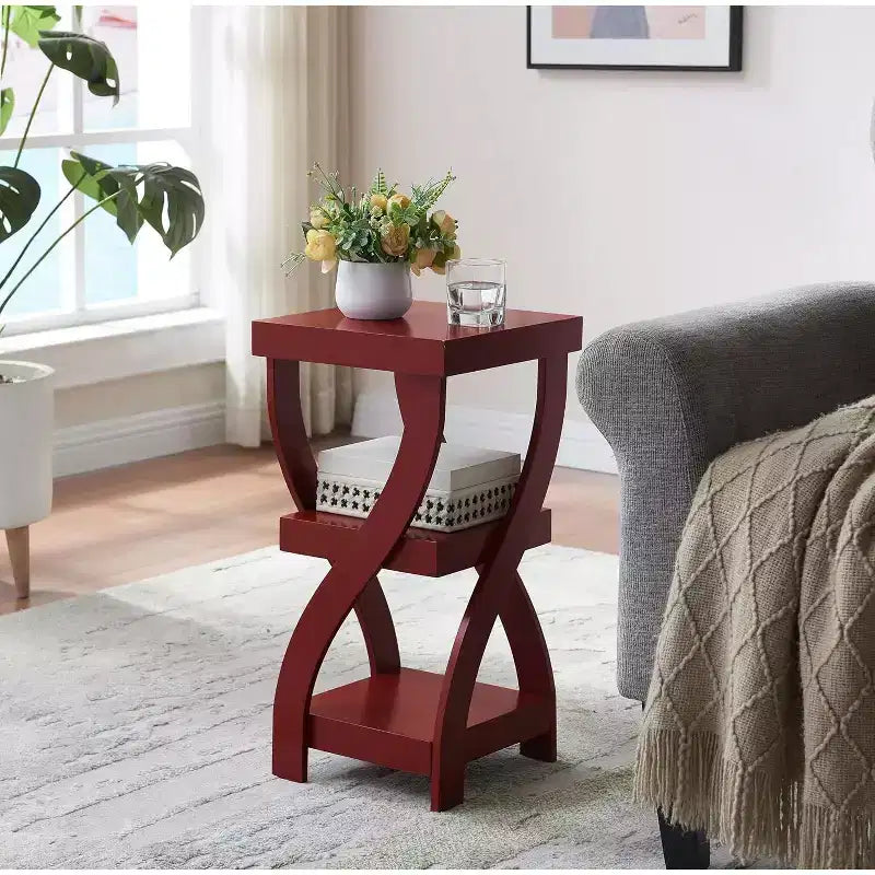 Table de chevet en bois à 3 niveaux avec étagères - Table de nuit carrée pour chambre à coucher