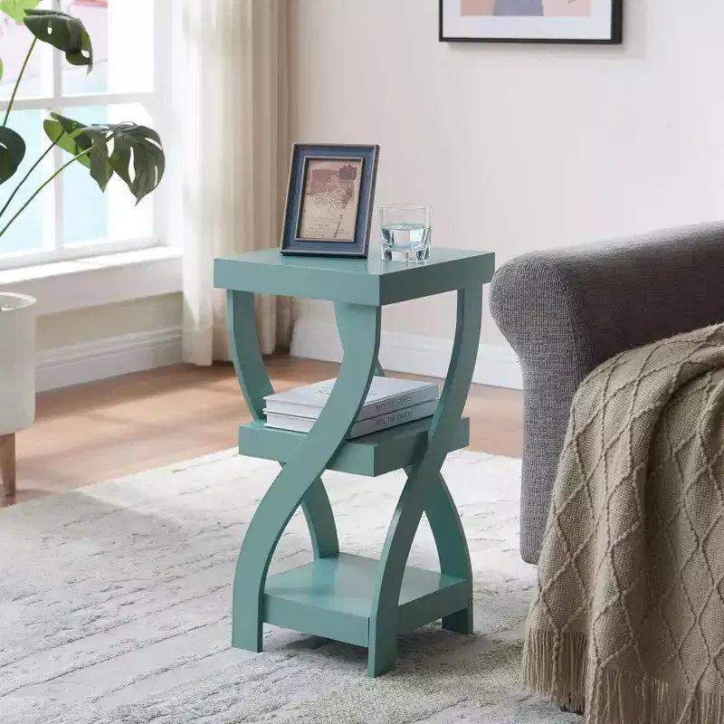 Table de chevet en bois à 3 niveaux avec étagères - Table de nuit carrée pour chambre à coucher