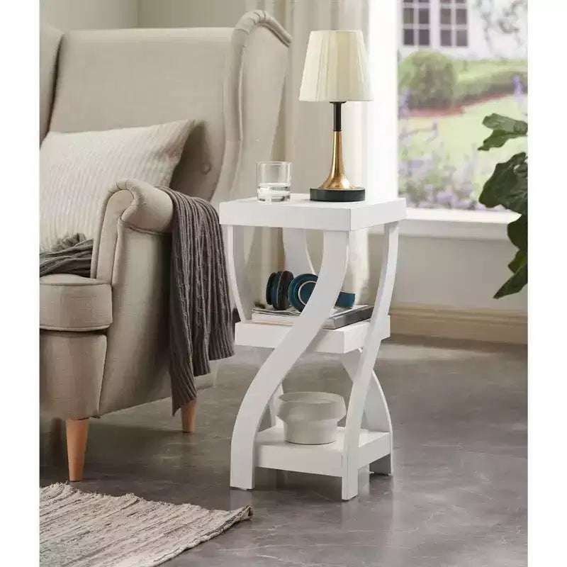 Table de chevet en bois à 3 niveaux avec étagères - Table de nuit carrée pour chambre à coucher