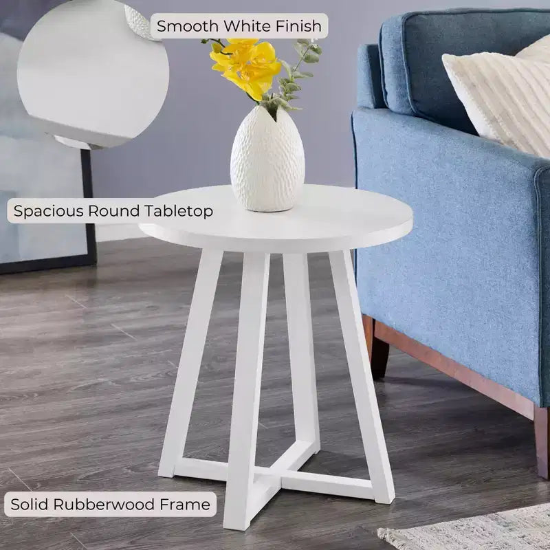 Table d'appoint ronde moderne en bois - Noire ou Blanche
