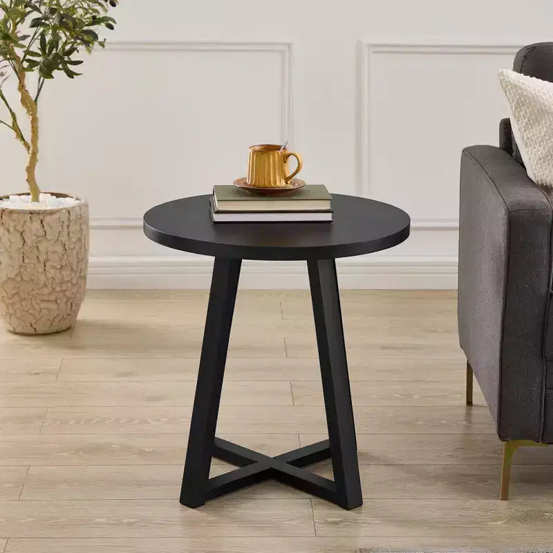 Table d'appoint ronde moderne en bois - Noire ou Blanche