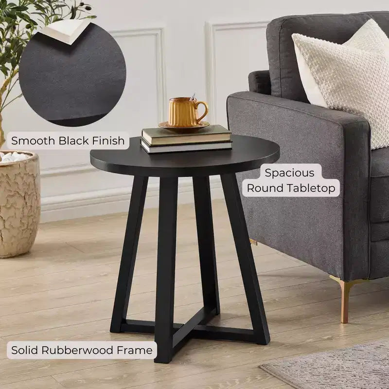 Table d'appoint ronde moderne en bois - Noire ou Blanche