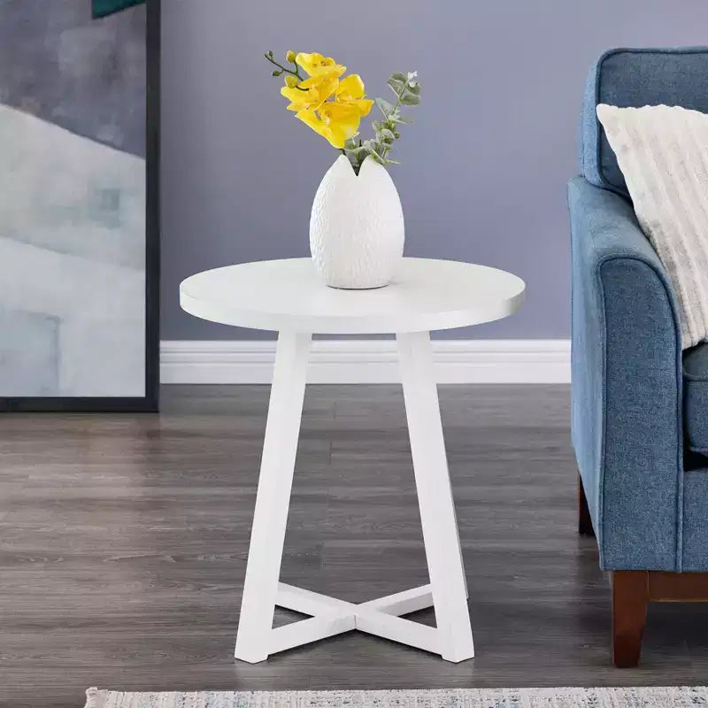 Table d'appoint ronde moderne en bois - Noire ou Blanche