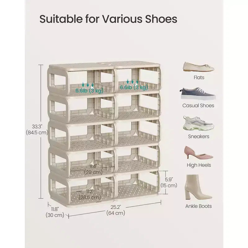Étagère à chaussures, Organisateur à 12 niveaux, Étagère étroite ouverte pour entrée, salon, Gain de place
