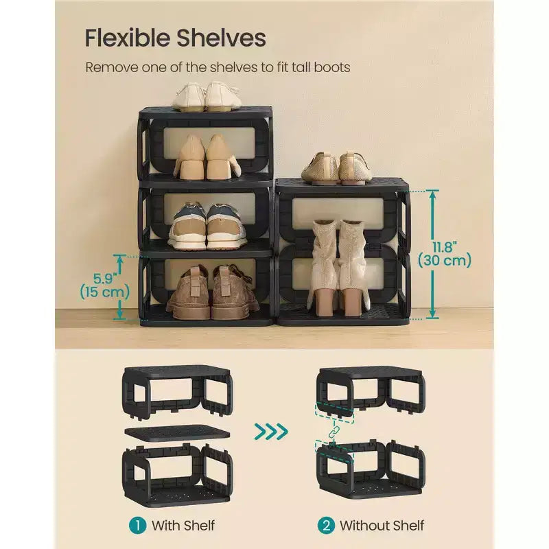 Étagère à chaussures, Organisateur à 12 niveaux, Étagère étroite ouverte pour entrée, salon, Gain de place