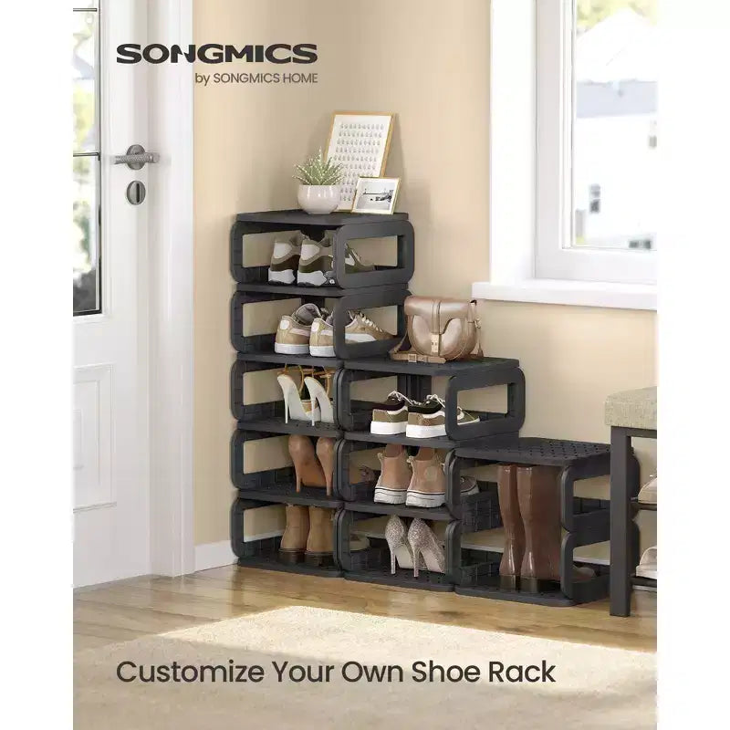 Étagère à chaussures, Organisateur à 12 niveaux, Étagère étroite ouverte pour entrée, salon, Gain de place