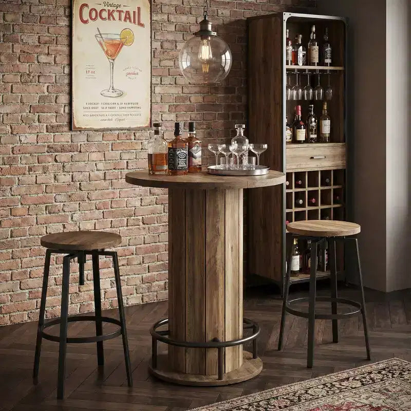 Table de bistrot/pub de ferme ronde de 31 po avec repose-pieds - Hauteur de comptoir