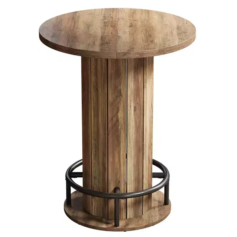 Table de bistrot/pub de ferme ronde de 31 po avec repose-pieds - Hauteur de comptoir