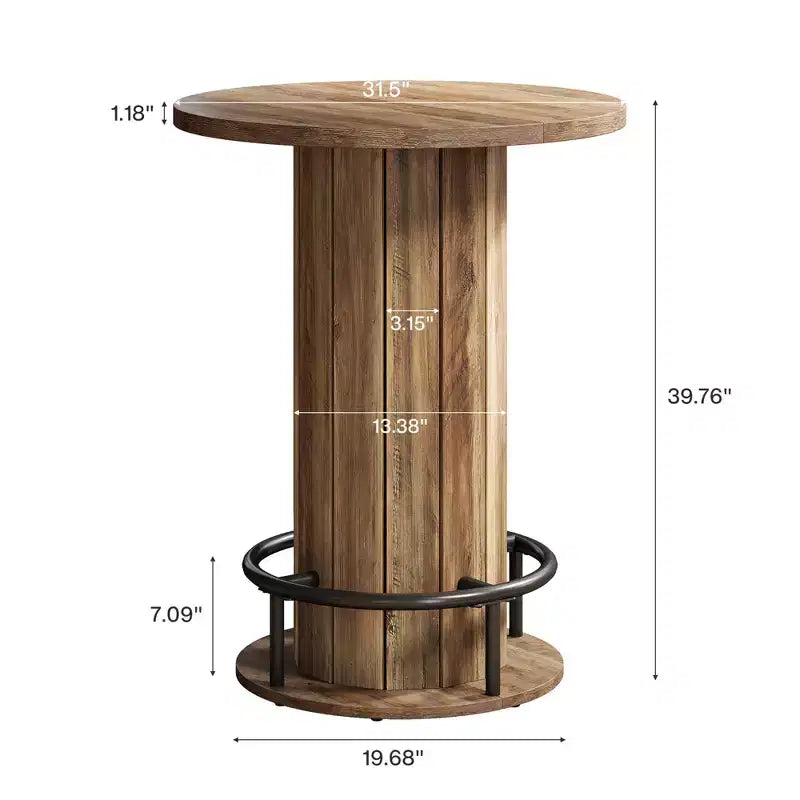 Table de bistrot/pub de ferme ronde de 31 po avec repose-pieds - Hauteur de comptoir