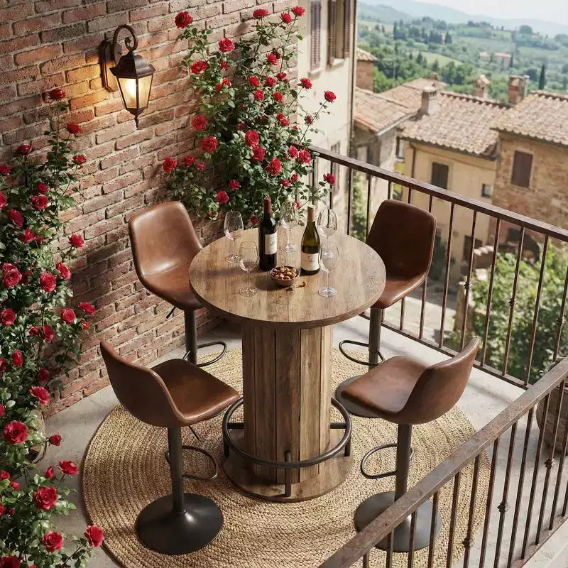 Table de bistrot/pub de ferme ronde de 31 po avec repose-pieds - Hauteur de comptoir