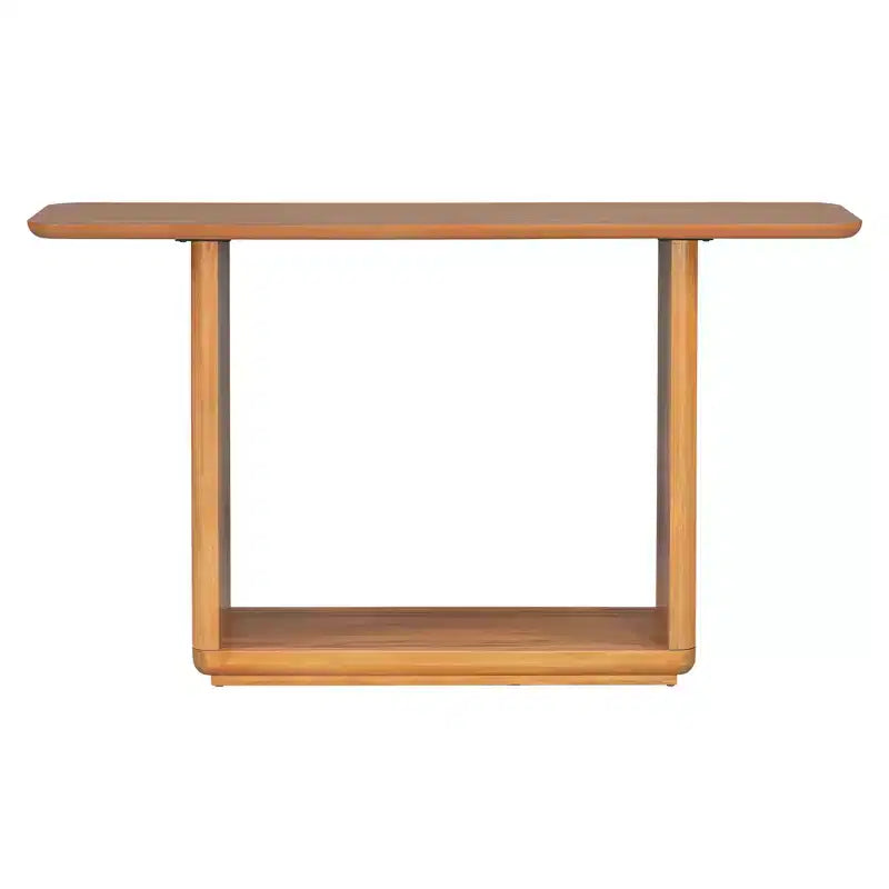 Table console moderne en bois avec base en U et coins arrondis – Noir ou marron