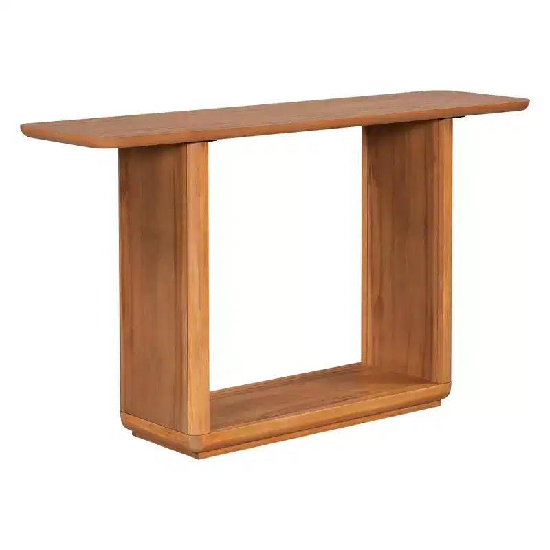 Table console moderne en bois avec base en U et coins arrondis – Noir ou marron