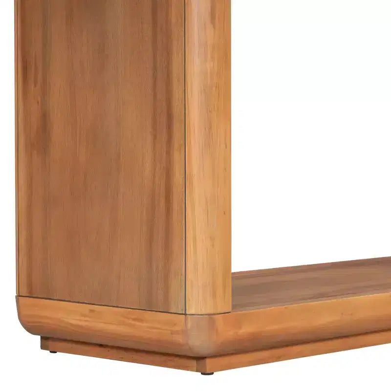 Table console moderne en bois avec base en U et coins arrondis – Noir ou marron