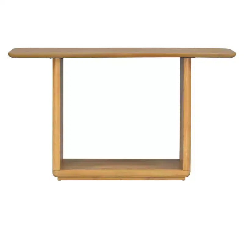 Table console moderne en bois avec base en U et coins arrondis – Noir ou marron