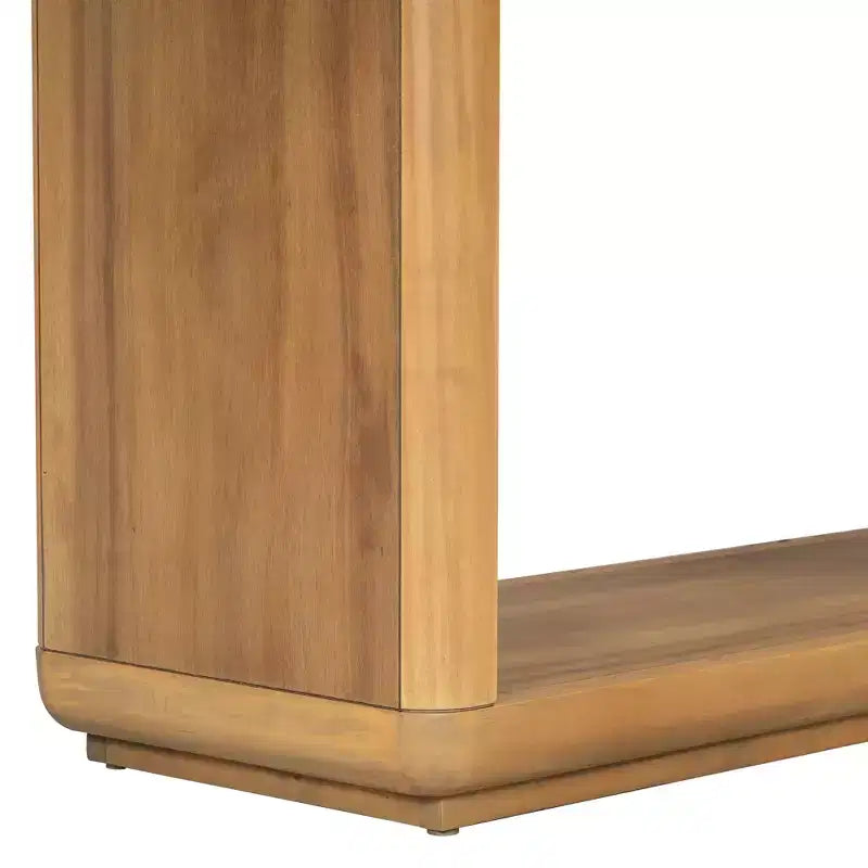 Table console moderne en bois avec base en U et coins arrondis – Noir ou marron