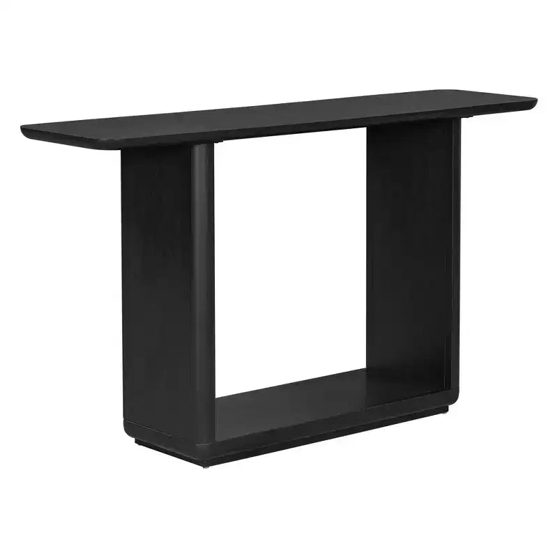 Table console moderne en bois avec base en U et coins arrondis – Noir ou marron