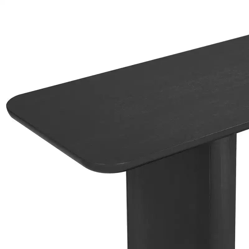 Table console moderne en bois avec base en U et coins arrondis – Noir ou marron