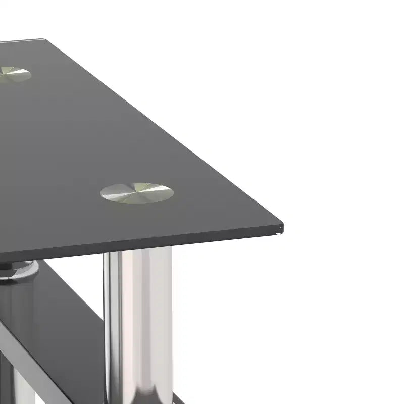 Table d'appoint carrée moderne en verre trempé – Noir, capacité de 68 kg
