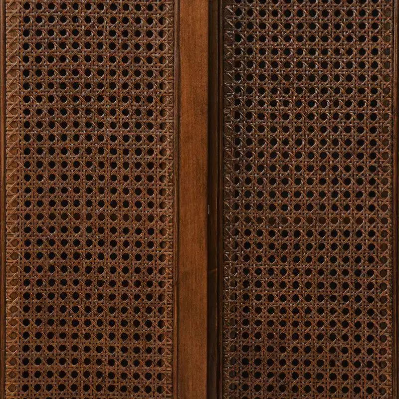 Buffet en rotin Mid-Century Modern avec étagères réglables - Bois foncé