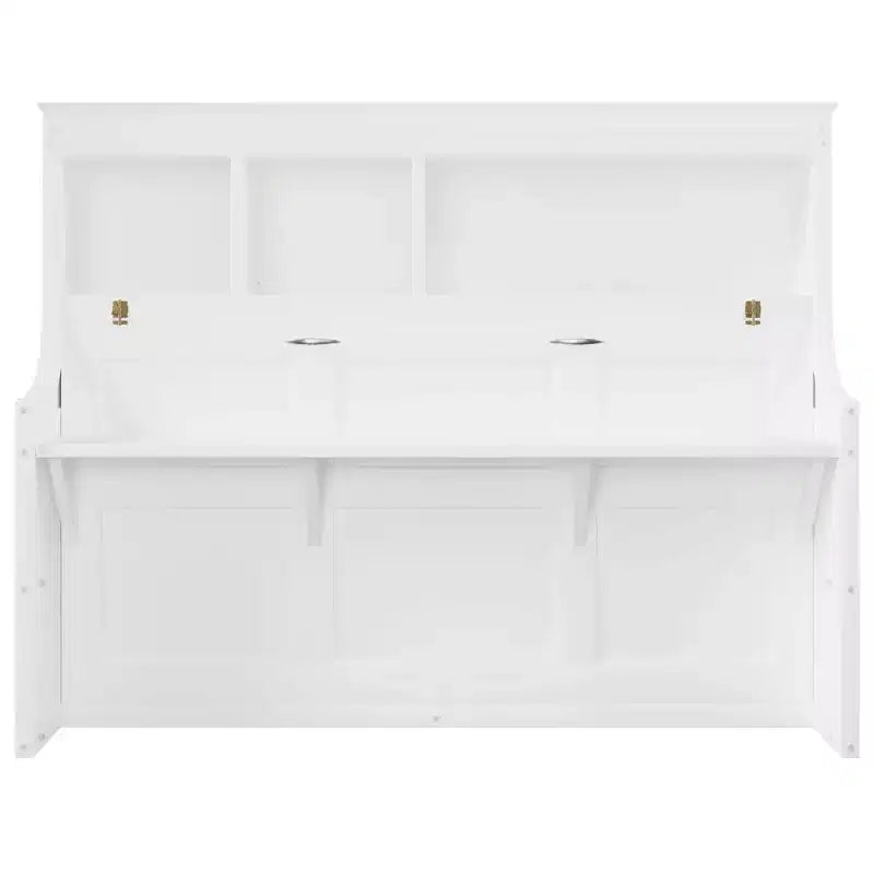 Lit escamotable pour jumeaux avec bureau intégré et étagères de rangement