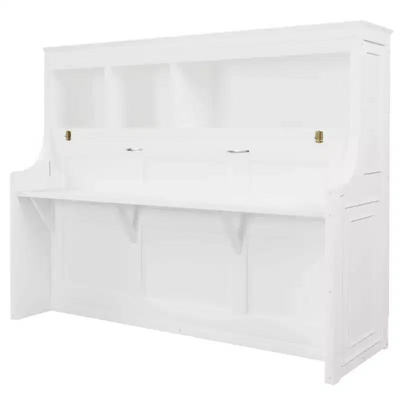 Lit escamotable pour jumeaux avec bureau intégré et étagères de rangement