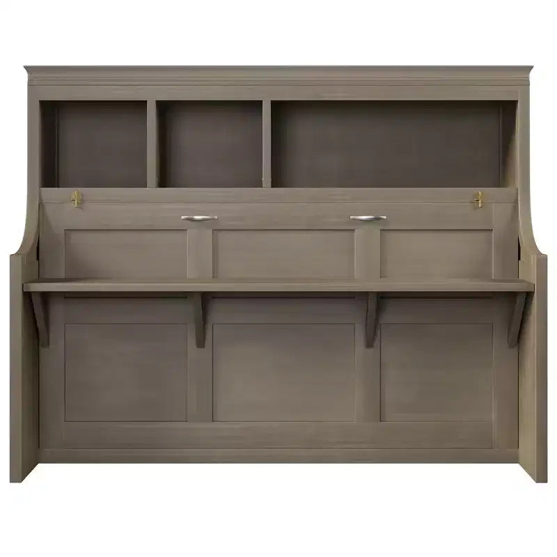 Lit escamotable pour jumeaux avec bureau intégré et étagères de rangement
