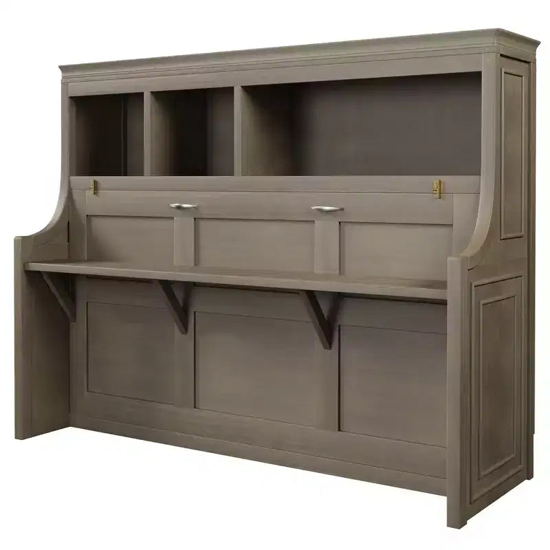 Lit escamotable pour jumeaux avec bureau intégré et étagères de rangement