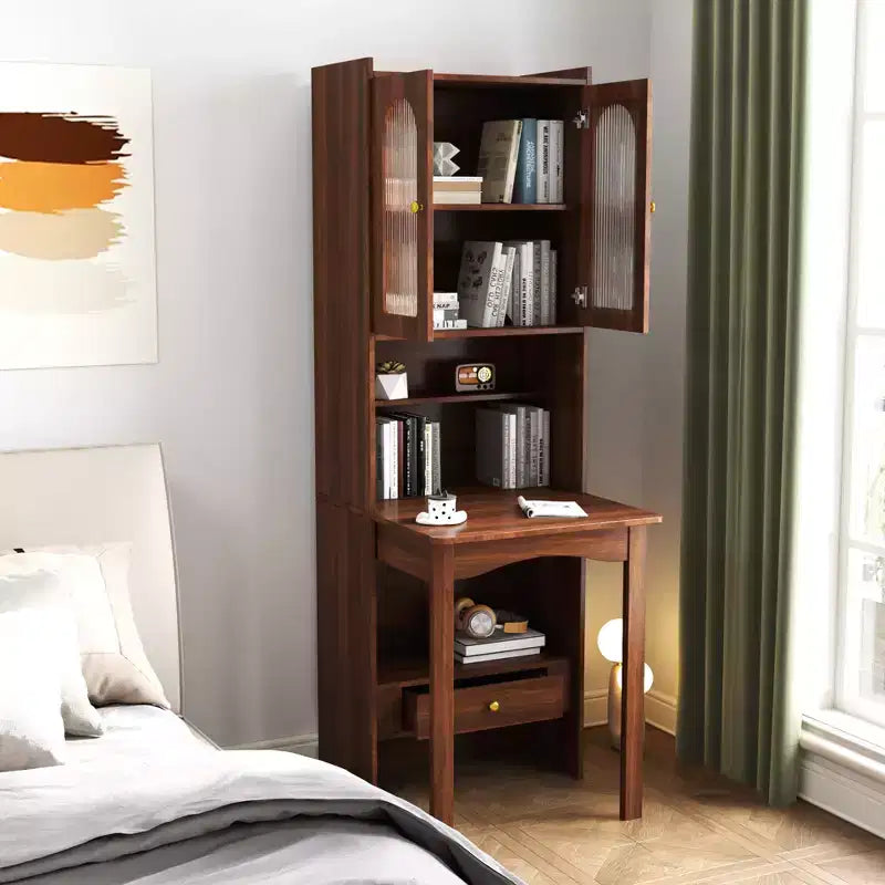 Bureau convertible pliable de 23 pouces avec étagère et tiroir - Fini noyer