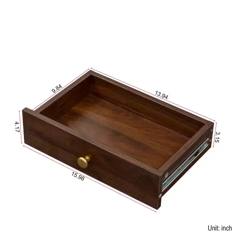 Bureau convertible pliable de 23 pouces avec étagère et tiroir - Fini noyer