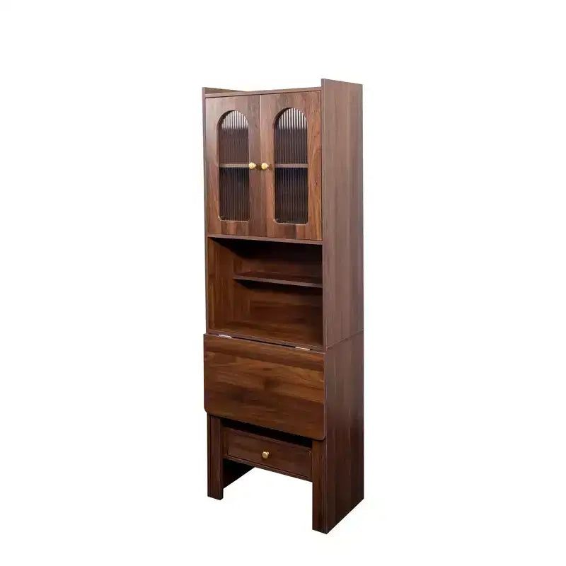 Bureau convertible pliable de 23 pouces avec étagère et tiroir - Fini noyer