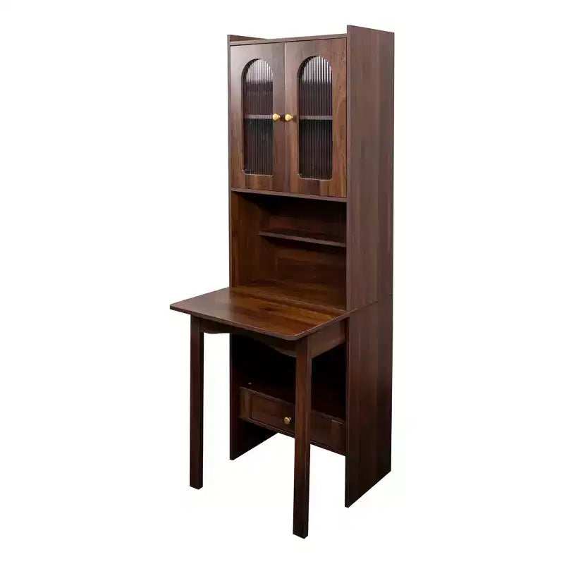Bureau convertible pliable de 23 pouces avec étagère et tiroir - Fini noyer