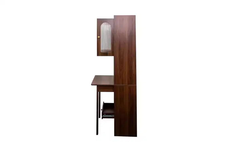 Bureau convertible pliable de 23 pouces avec étagère et tiroir - Fini noyer