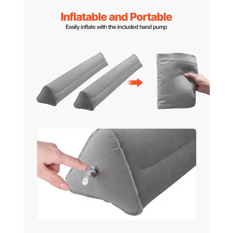 47.4" Barrière de lit gonflable pour enfant avec pompe à main - Grise, 2 paquets