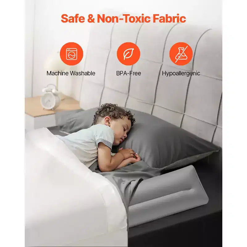 47.4" Barrière de lit gonflable pour enfant avec pompe à main - Grise, 2 paquets