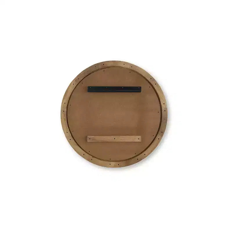 Miroir décoratif mural rond avec cadre marron motif vague - 91 cm
