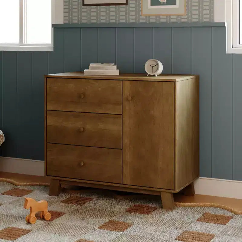 Commode de chambre d'enfant moderne à 3 tiroirs avec armoire latérale