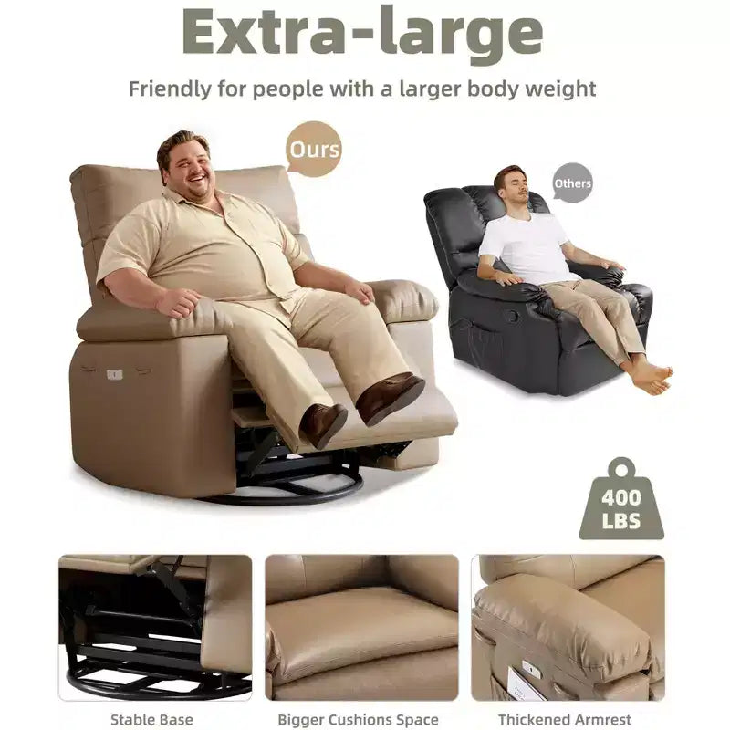 Fauteuil inclinable manuel extra-large en cuir PU surdimensionné pour adultes