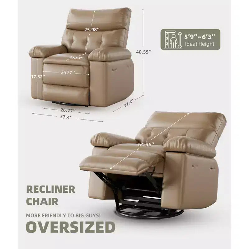 Fauteuil inclinable manuel extra-large en cuir PU surdimensionné pour adultes