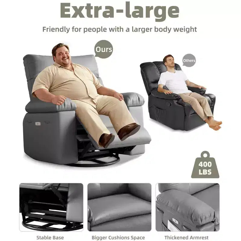 Fauteuil inclinable manuel extra-large en cuir PU surdimensionné pour adultes