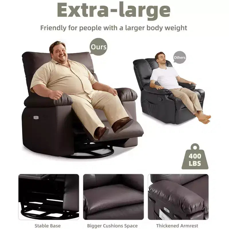 Fauteuil inclinable manuel extra-large en cuir PU surdimensionné pour adultes