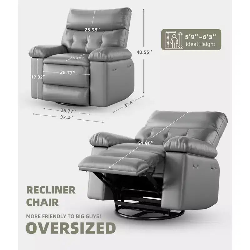 Fauteuil inclinable manuel extra-large en cuir PU surdimensionné pour adultes